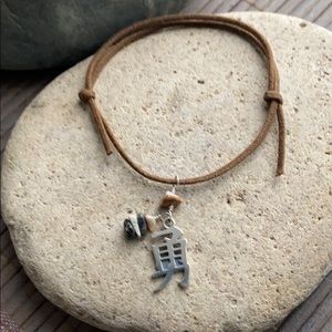 Men’s Leather Cord & COURAGE Charm Bracelet